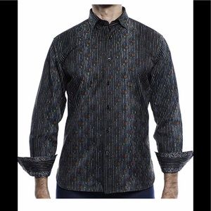 Luchiano Visconti Black Stripe Button Down Shirt